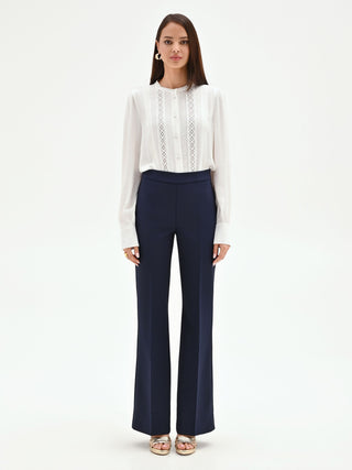 Blue Flared Trousers in Technical Fabric