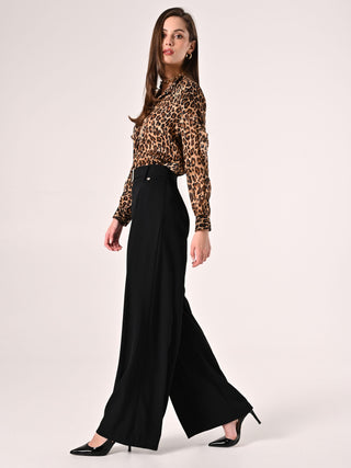 Black Trousers with Gold Buckle Belt