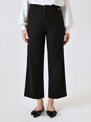 Pantaloni Neri con Tasche Applicate