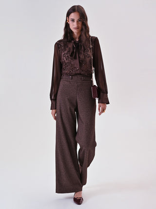 Brown Masculine Fabric Trousers