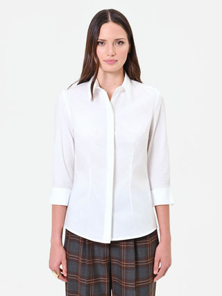 Cream Turn-Up Cuff Blouse