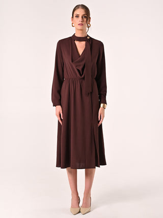 Textured Chocolate Midi Dress