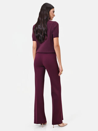 Pantalone a palazzo bordeaux con piega centrale