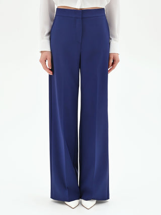 Pantalone Studio a palazzo in tessuto tecnico blu indaco