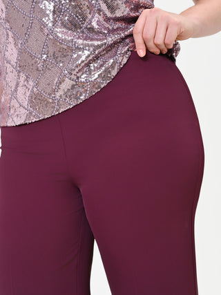 Curvy Burgundy Red Cady Palazzo Trousers