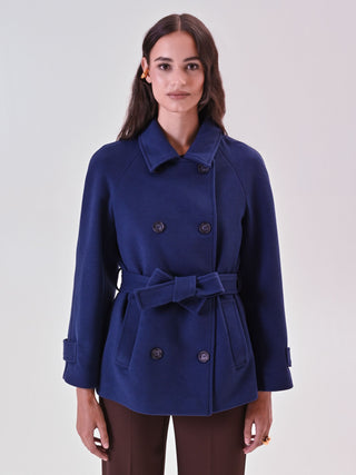 Cappotto Blu Corto in Velour