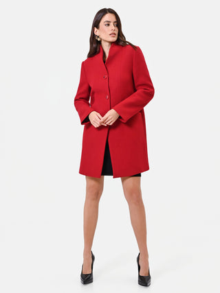 Cappotto monopetto rosso con collo a listino