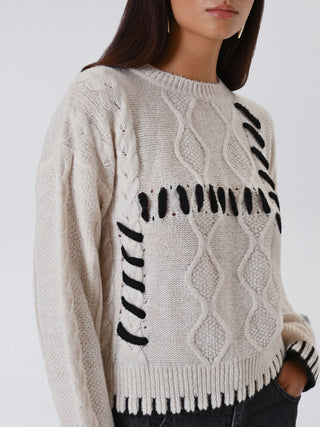 White Sweater with Stitching Detail