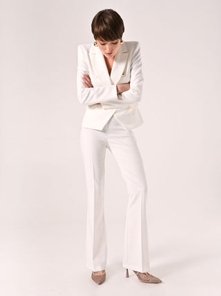 Pantaloni Mid Flared in Tessuto Tecnico Bianco