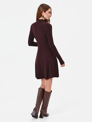 Robe en viscose côtelée marron foncé