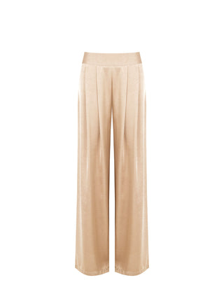 Loose Trousers in Dark Beige Envers Satin
