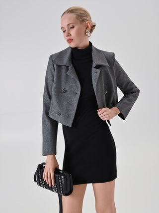 Black turtleneck knit dress