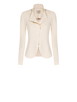 Giacca Zip in Scuba mano Crepe