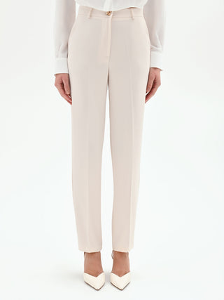 White Trousers in Flowing Crepe Fabric