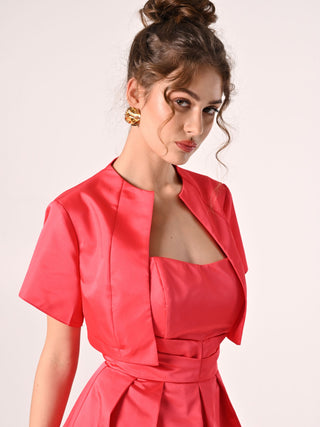 Cropped Shrug in Camelia Pink Twill