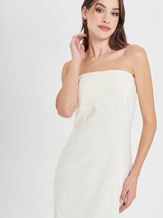White Sheath Dress in Textured Cady