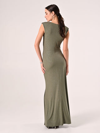Military Green Long Glitter Dress