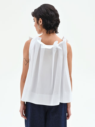 Weiße Popeline-Bluse mit Maxi-Rüschen