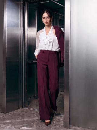 Studio Burgundy Red Center-Crease Trousers
