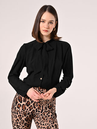 White Blouse with Bow and Darts