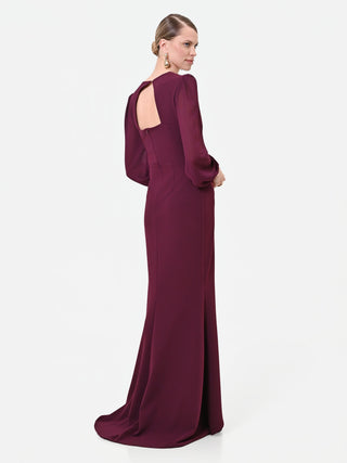 Robe longue asymétrique rouge bordeaux
