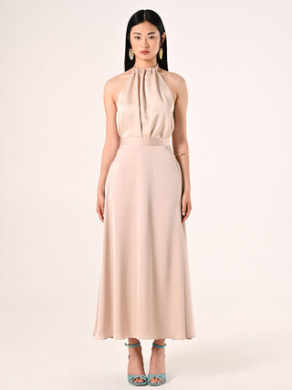 Top beige clair en satin
