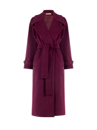 Long Burgundy Velour Wrap Coat