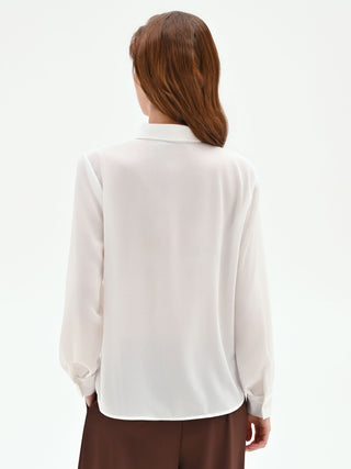 Camicia panna bianco con plastron plissé