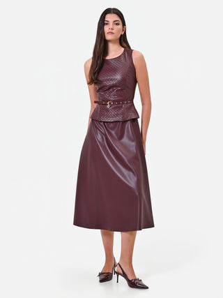 Abito midi in similpelle rosso bordeaux Giorgia Palmas X Rinascimento