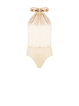 Top beige clair en satin
