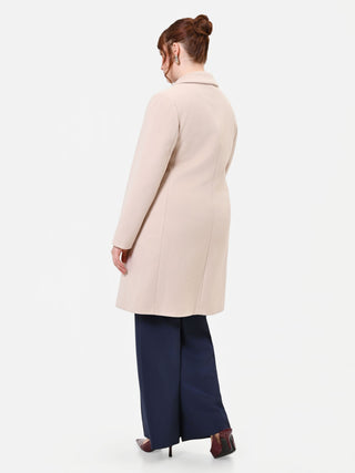 Manteau Curvy à simple boutonnage beige taupe