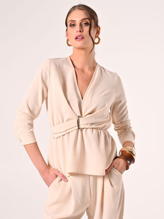Blusa Beige effetto Goffrato