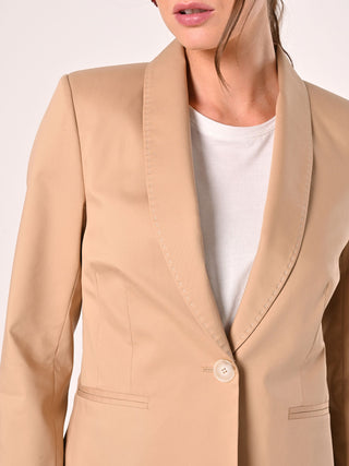 Dark Beige Cotton Jacket with Contrasting Stitching
