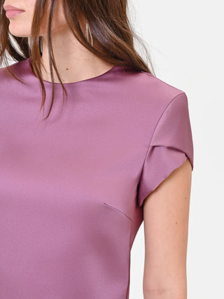 Blusa crop in raso rosa antico
