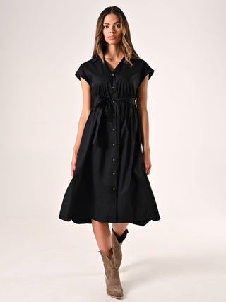 Hemdblusenkleid aus Baumwolle in Schwarz