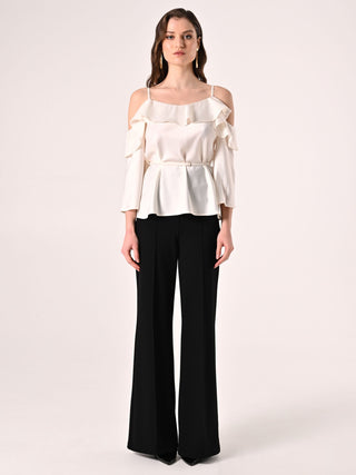 White Blouse with Thin Belt