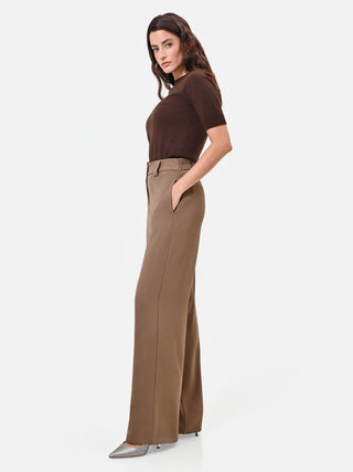 Pantalone tortora a gamba larga