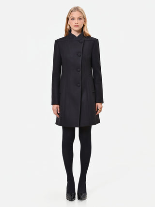 Cappotto in velour nero con collo in piedi