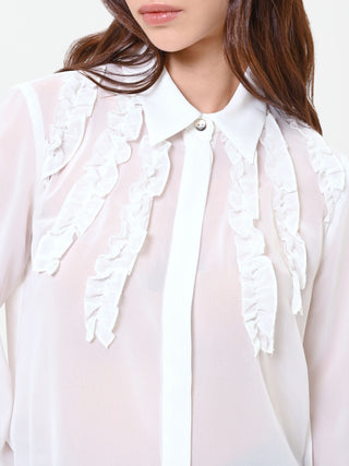 Camicia panna con ruches verticali