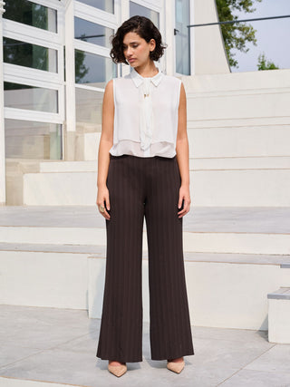 Pantalone Curvy Marrone Gessato