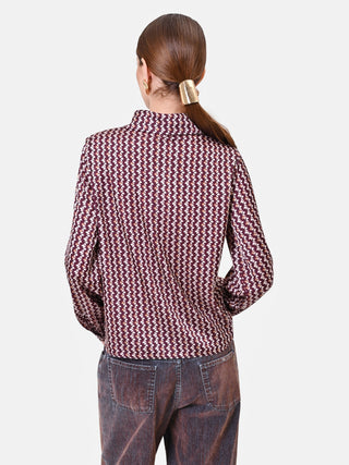 Burgundy shirt with micro-geometric pattern