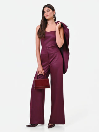 Pantalone a palazzo in raso bordeaux rosso Giorgia Palmas X Rinascimento