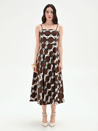 Chocolate Geometric Print Midi Dress