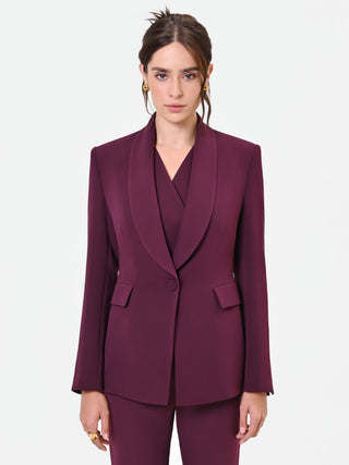 Veste droite Studio en crêpe rouge bordeaux
