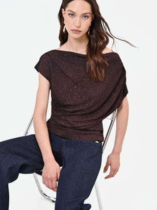 Brown Blouse with Asymmetric Draping