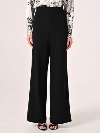 Wide-Leg Trousers in Black Cady