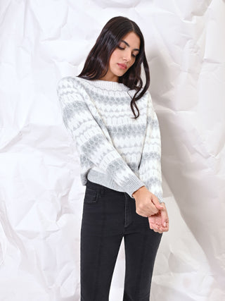 Cream White Nordic Jacquard Sweater