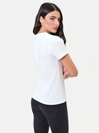 T-shirt en coton crème à imprimé graphique
