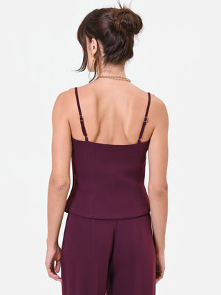 Studio Burgundy Crepe Bustier Top