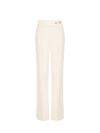 Flared Trousers in Light Beige Technical Fabric